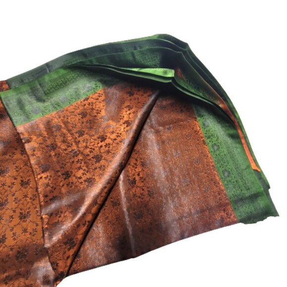 Exquisite Bronze Green Saree -Unstitched With Blouse Piece- NEW - Picture 2 of 7
